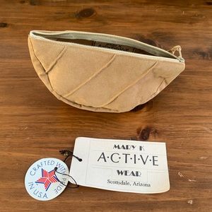 NWT-MARY K A.C.T.I.V.E Wear Ultra Suede Taupe Zippered Bag, 7”X 3.5”.